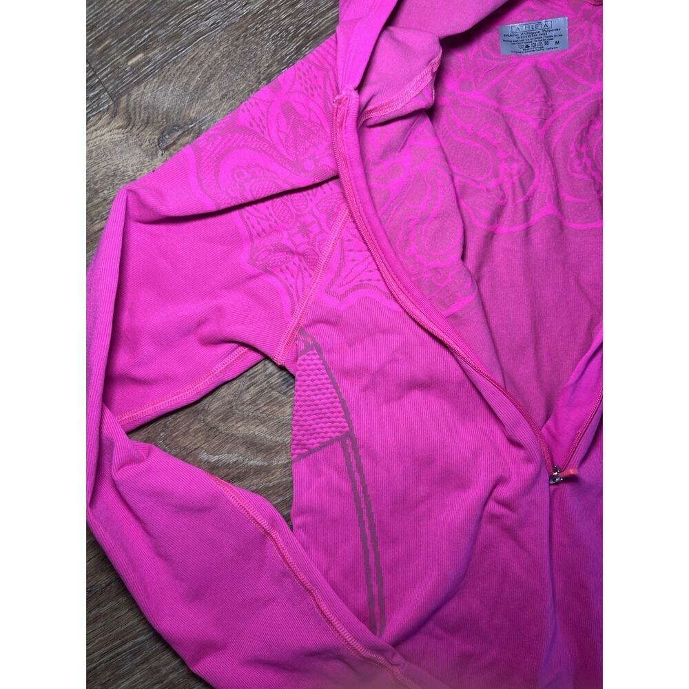 Athleta Floral Jacquard Half Zip Hoodie Pink Athletic Top Women Medium - Picture 7 of 10